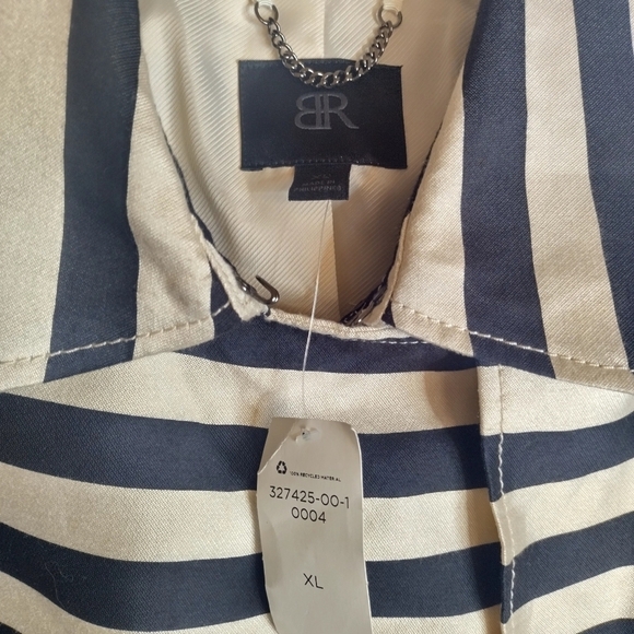 NWT Banana Republic Monogram lightweight striped trench coat sz Xl - Picture 6 of 8